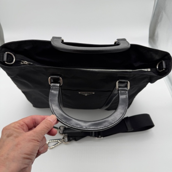 Authentic Vintage Prada BN1057 Tessuto + Spazzolato Nero Tote / Briefcase Black - Picture 5 of 15